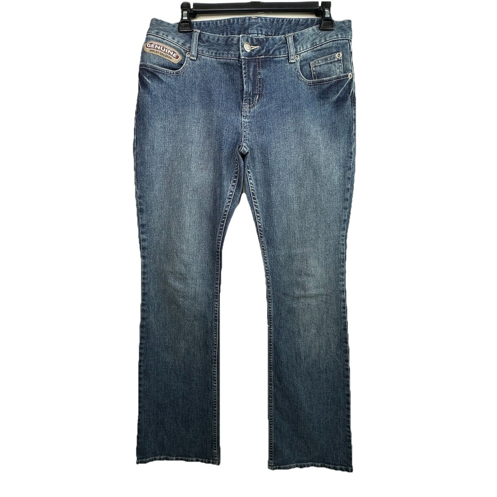 Harley-Davidson Y2K VTG Low Rise Boot Cut Jeans Womens 6 Embroidered Biker‎ Moto